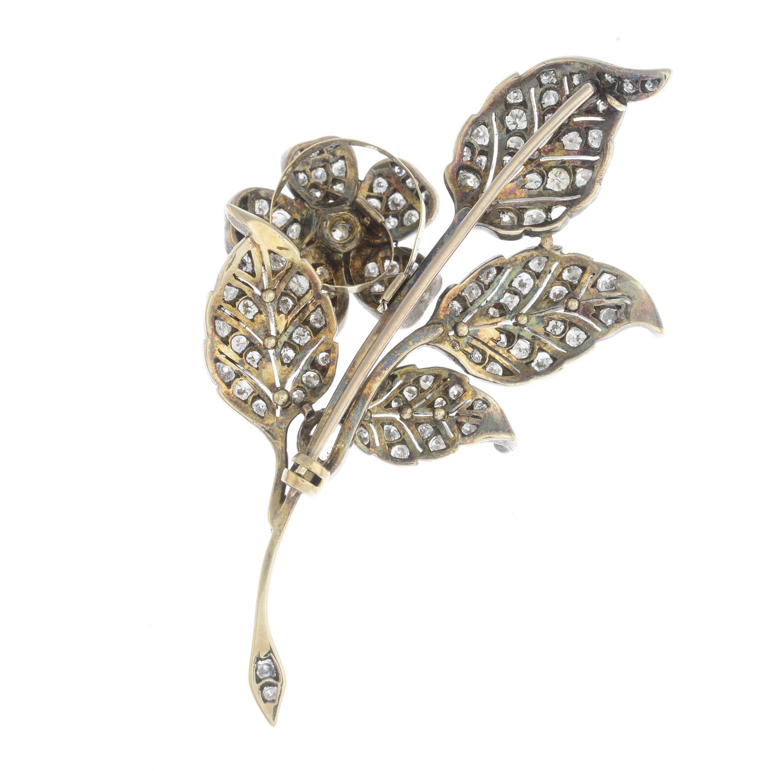 A late 19th century silver and gold diamond en tremblant floral brooch. - Image 2 of 2