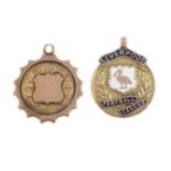 A 9ct gold Edwardian Liverpool Football league medal and one later.Hallmarks for Birmingham,