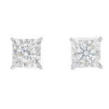 A pair of brilliant-cut diamond single-stone earringsTotal diamond weight 0.93ct,