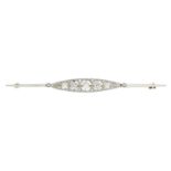 An early 20th century diamond and seed pearl bar brooch.