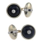 A pair of 18ct gold onyx,