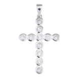 A cross pendant, set with diamonds.Estimated total diamond weight 0.35ct.