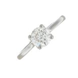 A platinum fracture-filled diamond single-stone ring.Estimated diamond weight 1ct.Hallmarks for