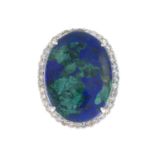 An azurite and diamond pendant.