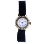 A lady's diamond and enamel cocktail watch.