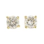 A pair of 9ct gold brilliant-cut diamond stud earrings.Estimated total diamond weight 0.50ct,