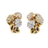 A pair of 18ct gold pave-set diamond set earrings.