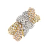 An 18ct gold pave-set diamond dress ring.One diamond deficient.Estimated total diamond weight 2cts.