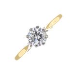 An 18ct gold diamond single-stone ring.Diamond weight 0.50ct,