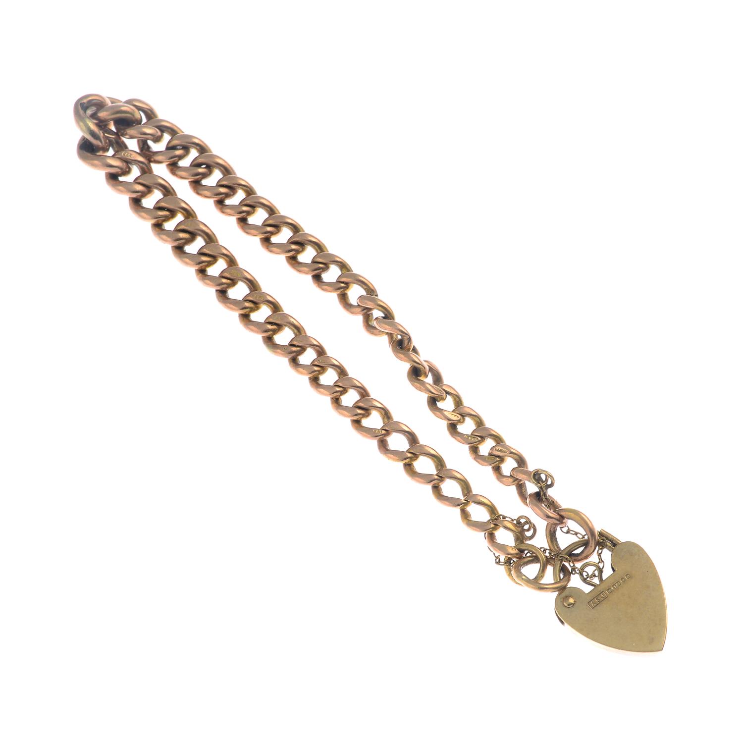 An early 20th century 9ct gold graduated curb-link bracelet, - Image 2 of 2