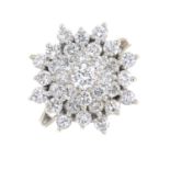 A diamond cluster ring.Estimated total diamond weight 2cts,