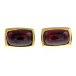 A pair of 18ct gold garnet cufflinks,