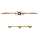 Two early 20th century gold gem-set brooches,