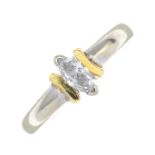 An 18ct gold marquise-shape diamond single-stone ring.Estimated diamond weight 0.20ct,