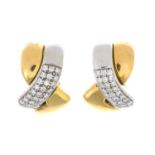 A pair of 18ct gold pave-set diamond earrings.