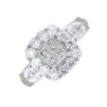 A 9ct gold vari-cut diamond cluster ring.Total diamond weight 0.92ct.Hallmarks for London.Ring size