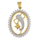 A diamond pendant.Total diamond weight 0.99ct, stamped to mount.Stamped 750.Length 3.5cms.