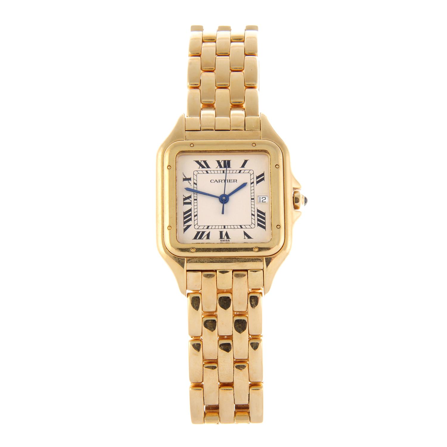 CARTIER - an 18ct yellow gold Panthere bracelet watch.