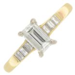 An 18ct gold diamond ring.Estimated principal diamond weight 0.60ct,