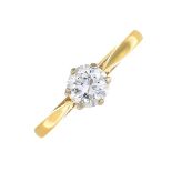 An 18ct gold brilliant-cut diamond single-stone ring.Diamond weight 0.48ct,