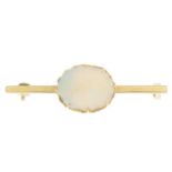 An 18ct gold opal bar brooch.Calculated opal weight 2.86cts,