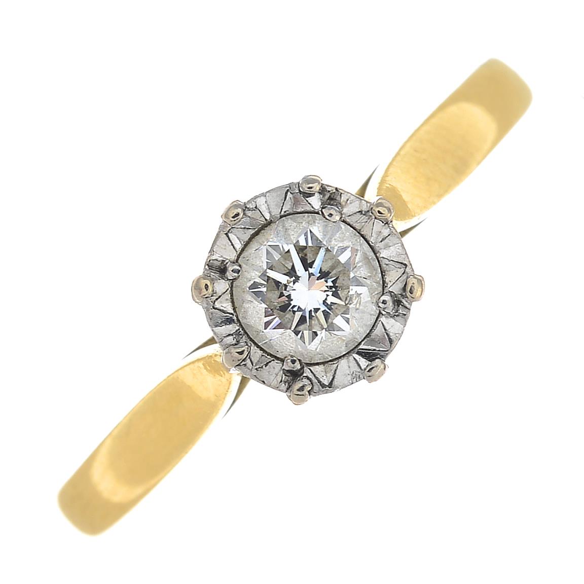 An 18ct gold brilliant-cut diamond single-stone ring.Diamond weight 0.33ct,