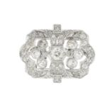 A diamond brooch.Estimated total diamond weight 1.25cts,