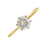 An 18ct gold brilliant-cut diamond single-stone ring.Estimated diamond weight 1ct,