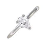 A platinum pear-shape diamond single-stone ring.Diamond weight 0.53ct,