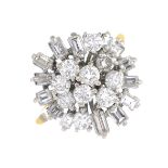 A diamond cluster ring.Estimated total diamond weight 1.50cts.