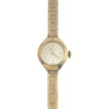 A lady's mid 20th century 9ct gold bracelet watch, by Accurist.Length 18cms.