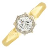 A diamond single-stone ring.Estimated diamond weight 0.30ct, I-J colour, SI clarity.Ring size J.