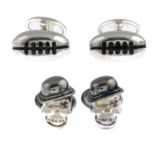 Two pairs of silver cufflinks, by Links of London, one with black gem accent.