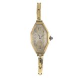 A lady's early 20th century 18ct gold cocktail watch.Hallmarks for London,