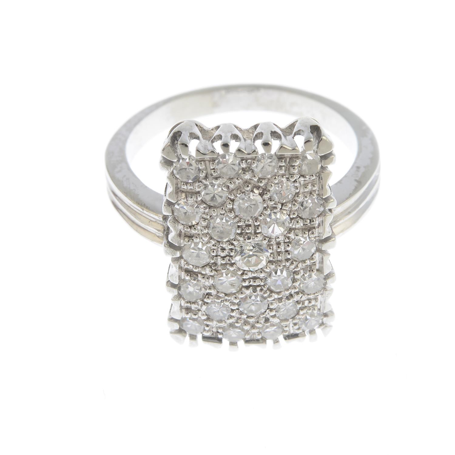 A platinum pave-set diamond rectangular-shape dress ring.Estimated total diamond weight - Image 2 of 3