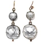 A pair of late Georgian rock crystal earrings.Rock crystals calculated total principal weight 8cts,