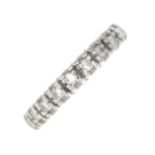 A diamond half eternity ring.Estimated total diamond weight 0.20ct.