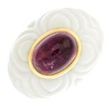 An 18ct gold tourmaline and ceramic 'Chanra' ring, by Bulgari.Signed Bulgari.