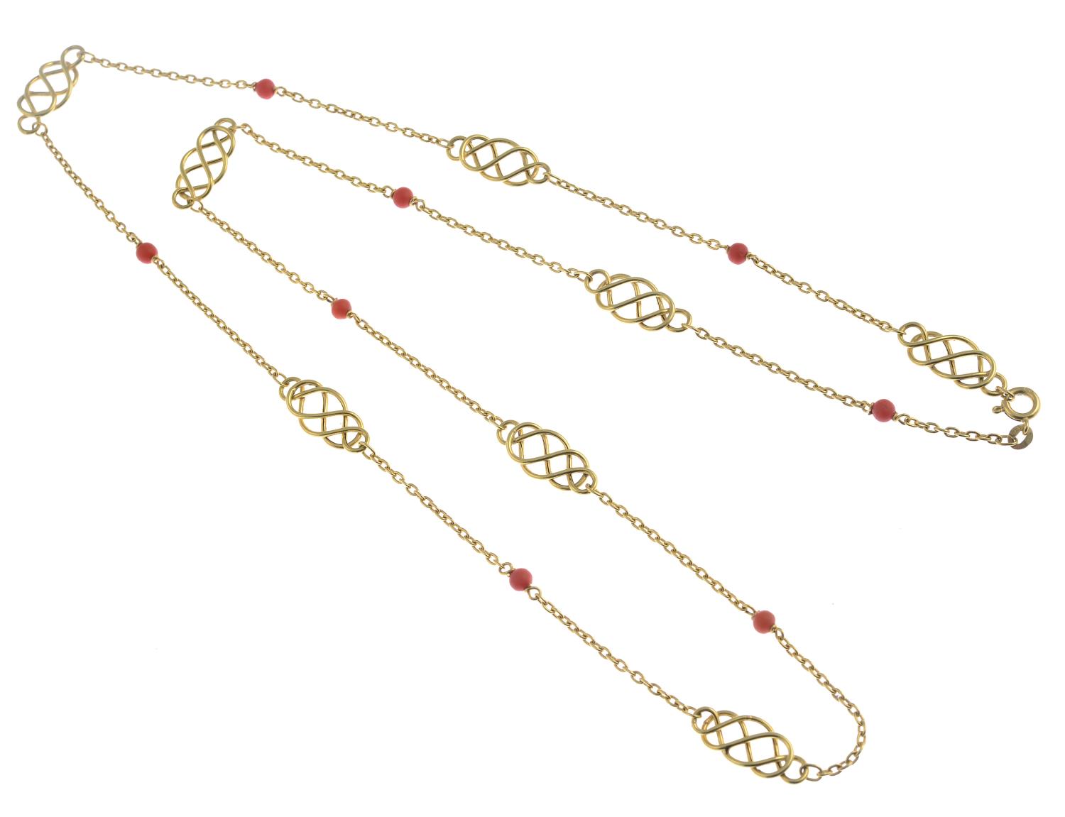 An 18ct gold coral necklace.Hallmarks for Sheffield, 1975. - Image 2 of 3