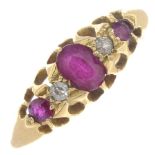 An early 20th century 18ct gold ruby,