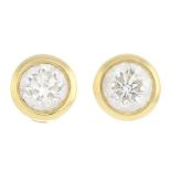 A pair of 18ct gold brilliant-cut diamond earrings.Estimated total diamond weight,