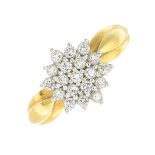 An 18ct gold brilliant-cut diamond cluster ring.