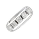A diamond five-stone ring.Estimated total diamond weight 0.75ct, I-J colour, VS2-SI1 clarity.