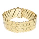 A 1970s 9ct gold textured hexagonal-link bracelet.