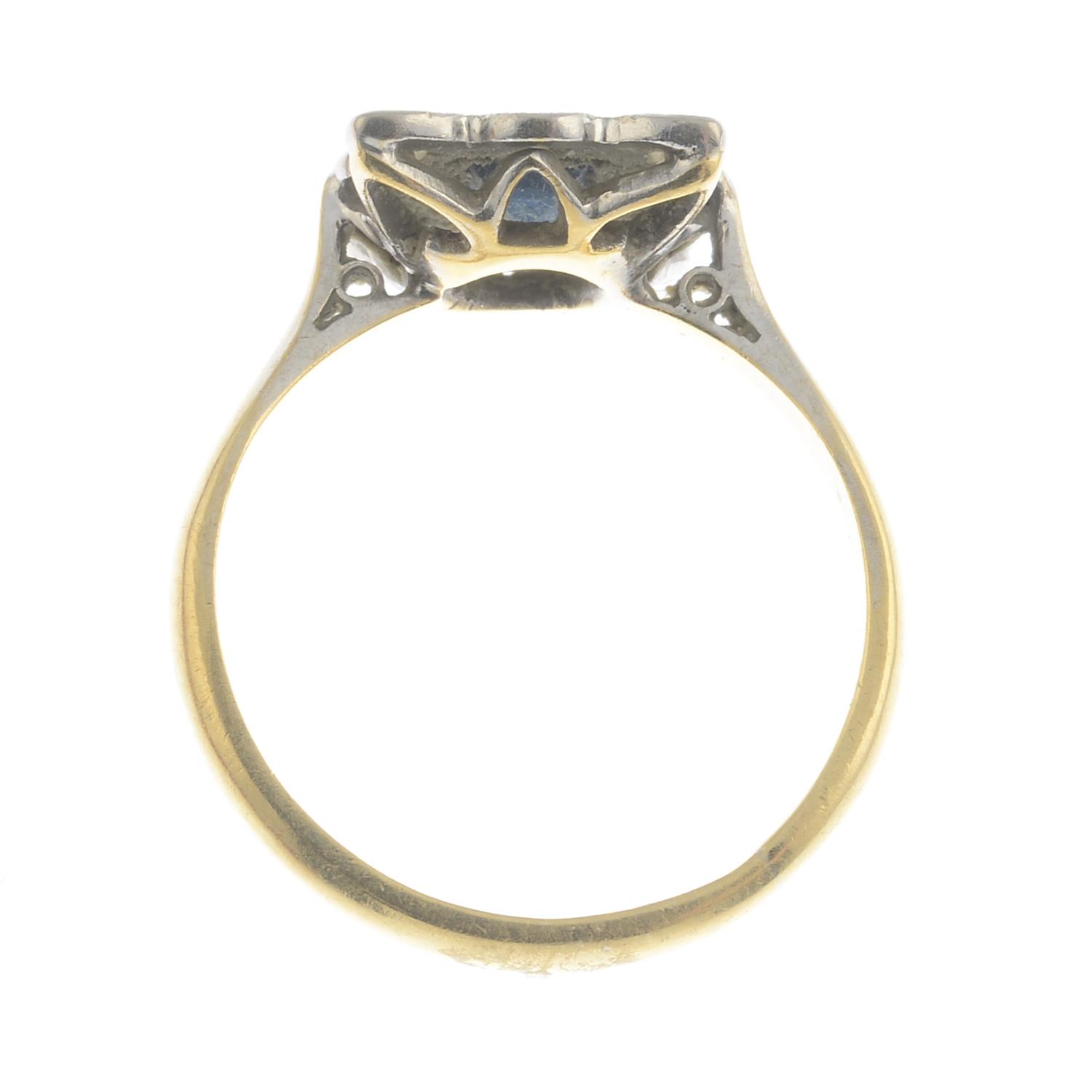 A mid 20th century 18ct gold and platinum, sapphire and diamond dress ring. - Image 3 of 3