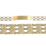 (64943) Four 9ct gold variously designed bracelets.Hallmarks for 9ct gold.Lengths 17 to 18cms.