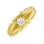 An 18ct gold brilliant-cut diamond single-stone ring.Estimated diamond weight 0.20ct,