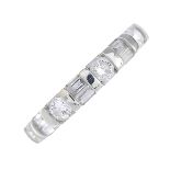 A diamond half eternity ring.Estimated total diamond weight 0.75ct.Stamped 14K.