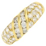 A diamond dress ring.Estimated total diamond weight 1.20cts.Stamped 750.Ring size O.