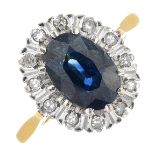 An 18ct gold sapphire and diamond cluster ring.